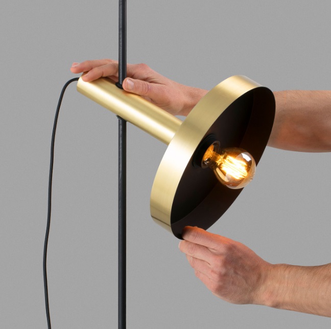 Светильник DZN-13678 ЧЕРНЫЙ + ЗОЛОТАЯ БРОНЗА ` D240/H4200/1/E27/40W WHIZZ торшер на растяжке