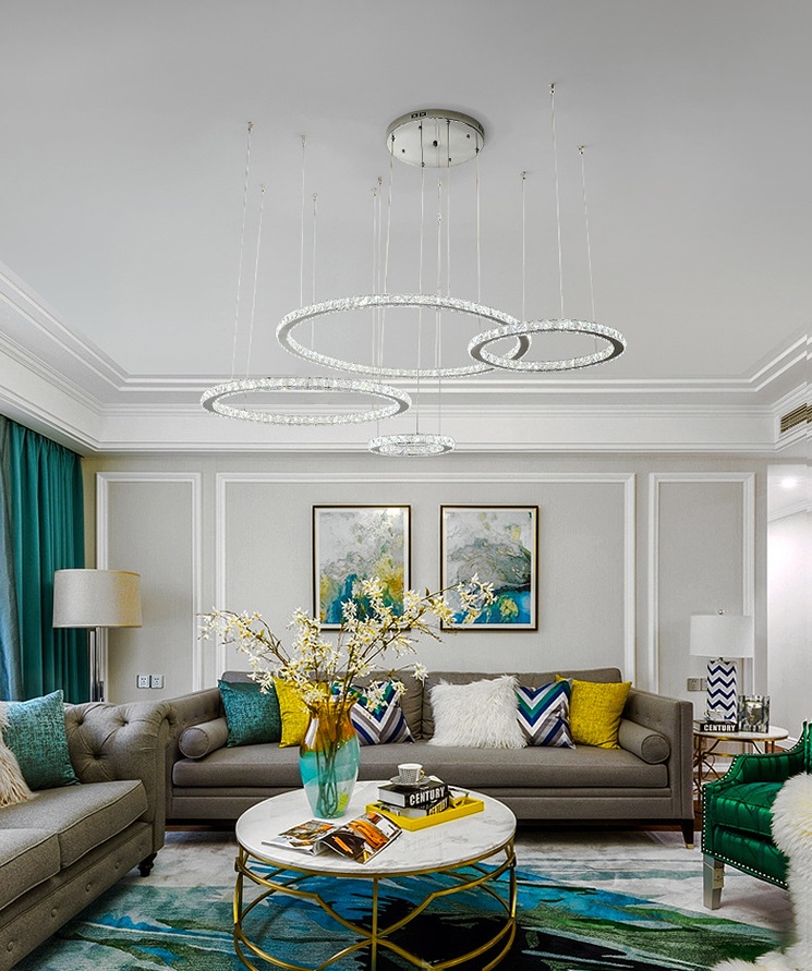 Светильник SPF-5047 CHROME/РОМ ` D600+470+260+200/H1200/4/LED/120W 2.4G RIPPLE 24-09