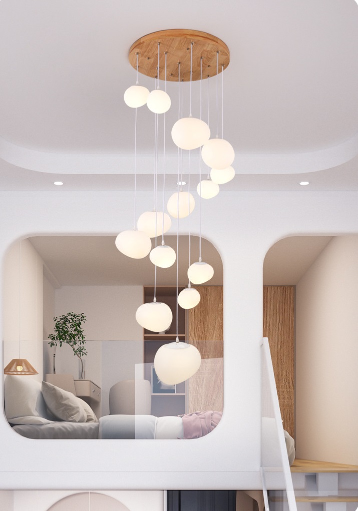 Светильник DZN-13077 БЕЛЫЙ WOOD D650/H2000/14/E27/7W белый провод OVAL