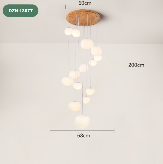 Светильник DZN-13077 БЕЛЫЙ WOOD D650/H2000/14/E27/7W белый провод OVAL