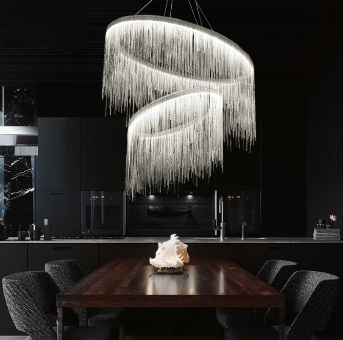 Светильник подвесной DZN-13130 СЕРЕБРО ` D700+500/H2000/2/LED/120W/3000-6500K COVER