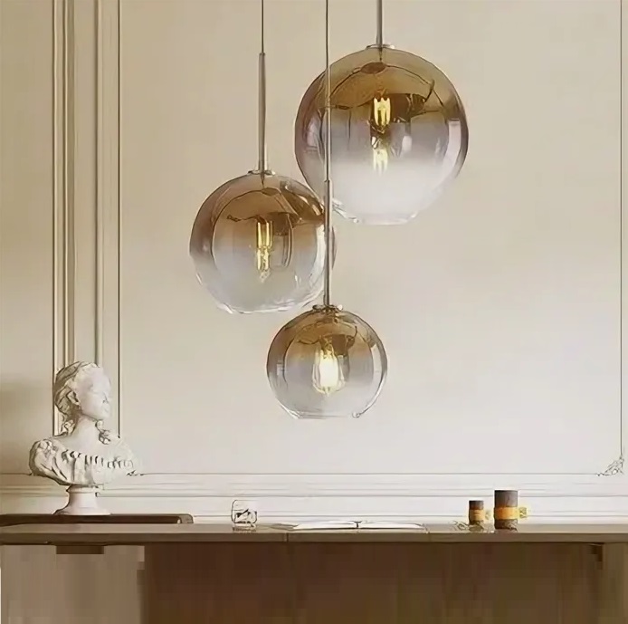 Светильник подвесной DZN-36983 ЗОЛОТО ` D350/H1500/3/E27/60W стеклянные плафоны с напылением