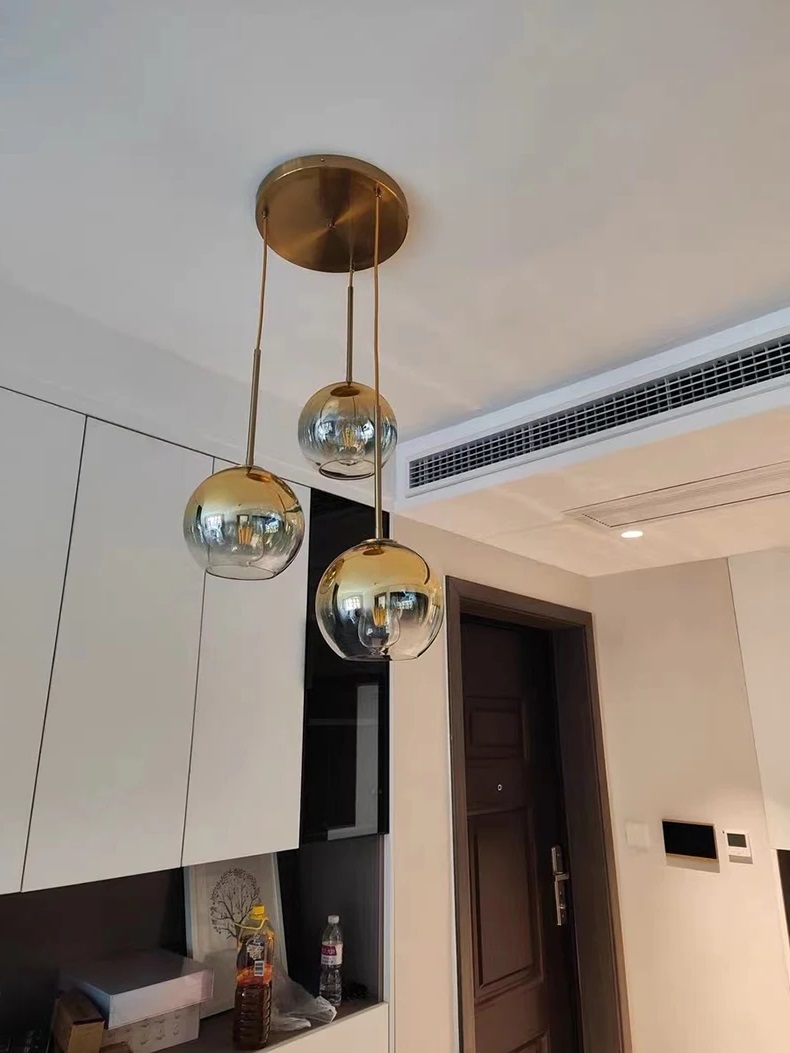 Светильник подвесной DZN-36983 ЗОЛОТО ` D350/H1500/3/E27/60W стеклянные плафоны с напылением