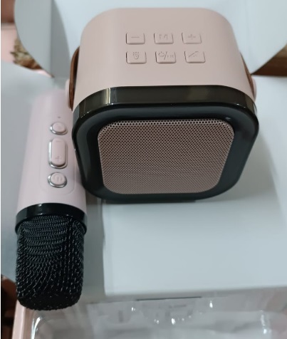 Мини-караоке K12 РОЗОВЫЙ: Bluetooth-колонка с LED-подсветкой и микрофоном 5V/1A RSP 24-11