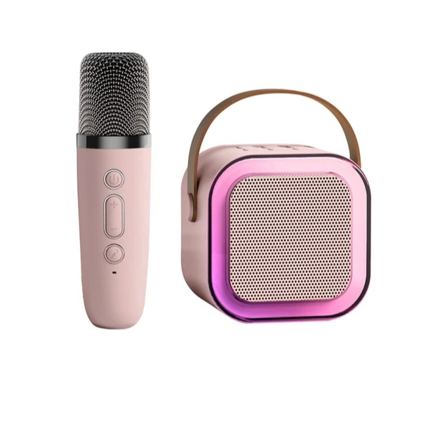 Мини-караоке K12 РОЗОВЫЙ: Bluetooth-колонка с LED-подсветкой и микрофоном 5V/1A RSP 24-11