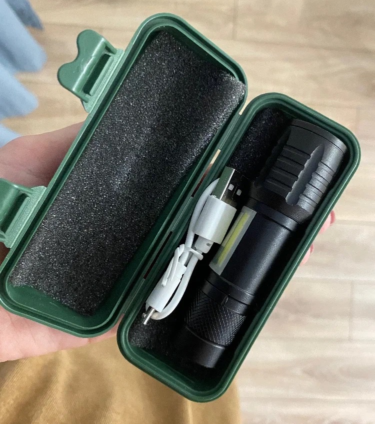 Фонарь светодиодный 535 ЧЕРНЫЙ D25/H95/2/LED USB-кабель, регулировка угла свечения, Charge