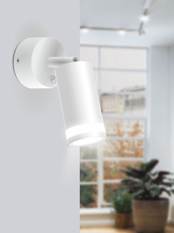 Светильник MSV-39245 WHITE/БЕЛЫЙ ` D54/H100/1/GU10/50W с выключателем, без лампы OVER SPF24-03 (1/50