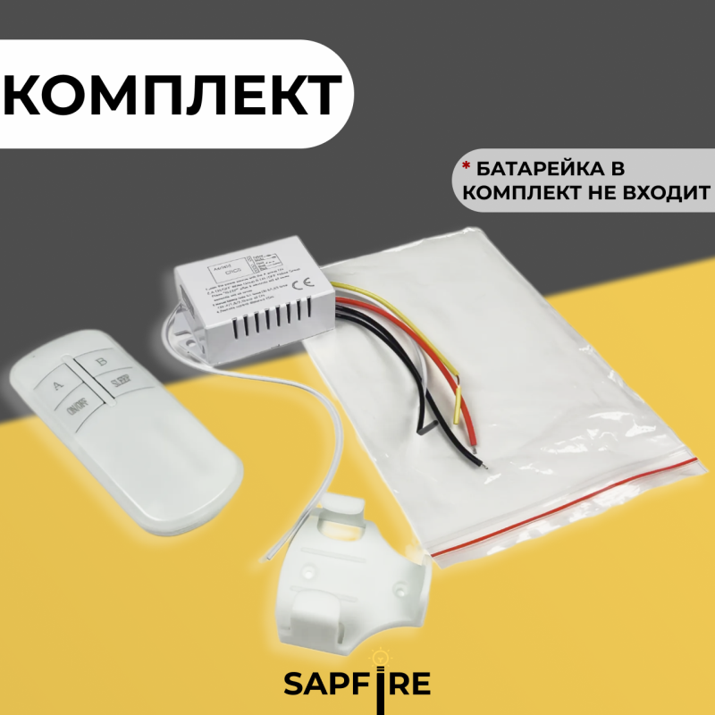 Пульт дистанционного управления БЕЛЫЙ (220V, 2 канала, цвет коробка, держатель на стену, без батарей