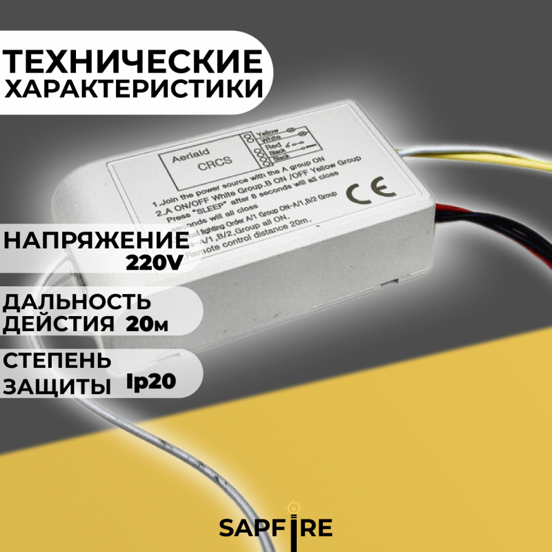 Пульт дистанционного управления ЧЕРНЫЙ (220V, 2 канала, цвет коробка, держатель на стену, без батаре