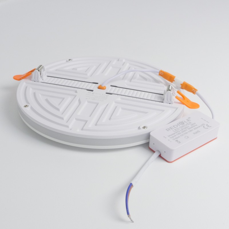 Светильник RG-UP3601 БЕЛЫЙ D225/H15/1+1/LED/36W/4000K с доп. торцевой подсветкой и с регулируемым мо