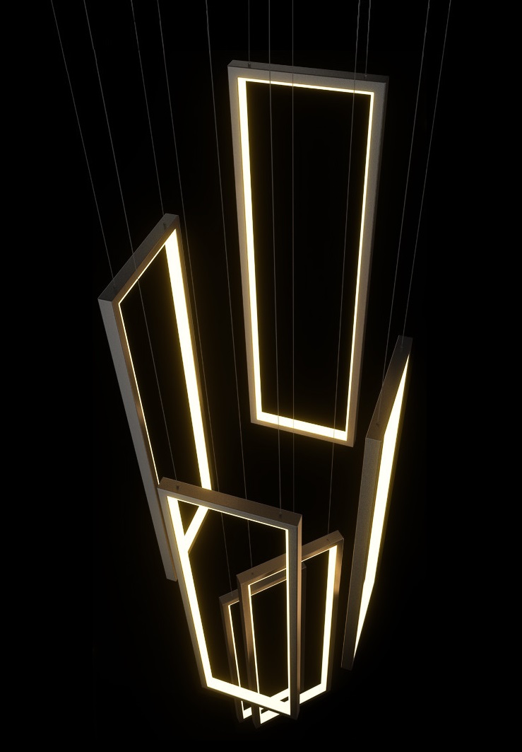 Светильник DZN2-5-25-200*1000 BLACK/ЧЕРНЫЙ ` D600*600/H3000/6/LED/230W FRAMME 23-12