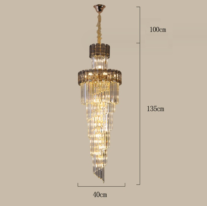 Светильник DZN-8459 ЗОЛОТО + ДЫМЧАТЫЙ ` D400*1350/H1100/15/E14/40W