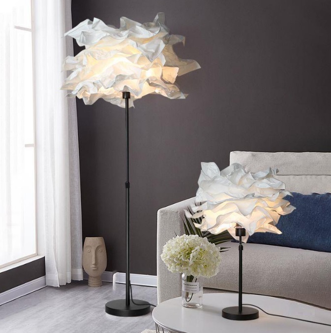 Светильник DZN-8504 БЕЛЫЙ/ЧЕРНЫЙ ` D430/H600-800/1/E27/15W PAPER2 бумажный абажур