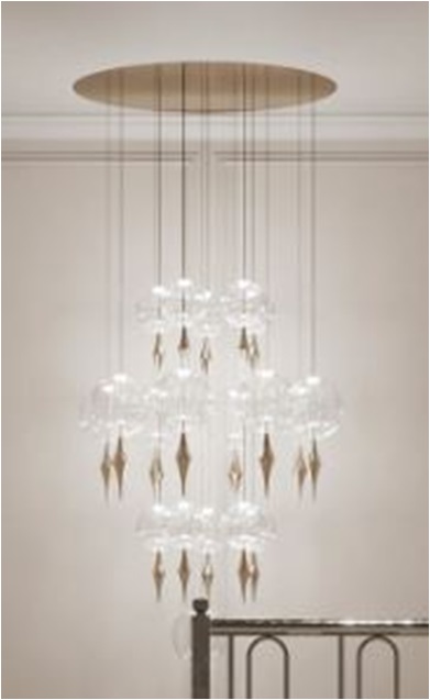 Светильник DZN-45576 ЗОЛОТО ` D800/H3000/15/LED/120W/4000K плафоны 5+10+5 d150mm MELON