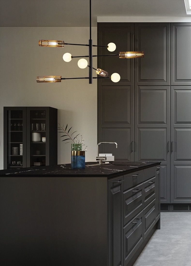 Светильник подвесной ElegantLight DZN-11503 ЧЕРНЫЙ + ЗОЛОТО ` D1150/H1000/8/G4/56W/4500K