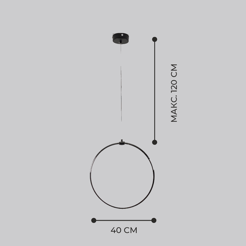 Светильник подвесной SPF-8658 BLACK/ЧЕРНЫЙ ГЛЯНЕЦ ` D400/H1500/1/LED/16W 22-08 HOOP1