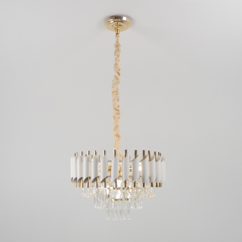 Светильник подвесной SAPFIR SPF-8708 БЕЛЫЙ+ЗОЛОТО ` D430/H360/6/E14/40W FENCE 23-12