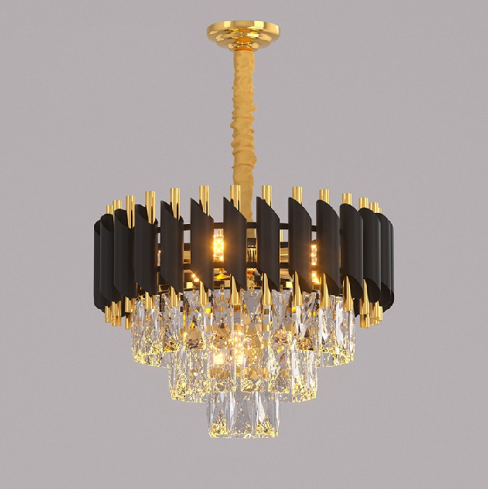 Светильник подвесной SAPFIR SPF-8710 ЧЕРНЫЙ+ЗОЛОТО ` D430/H360/6/E14/40W FENCE 24-03