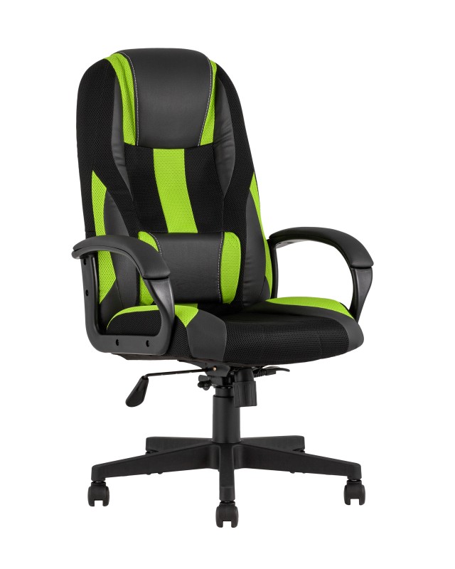 TopChairs ST-CYBER 9 GREEN ткань/экокожа черный/зеленый