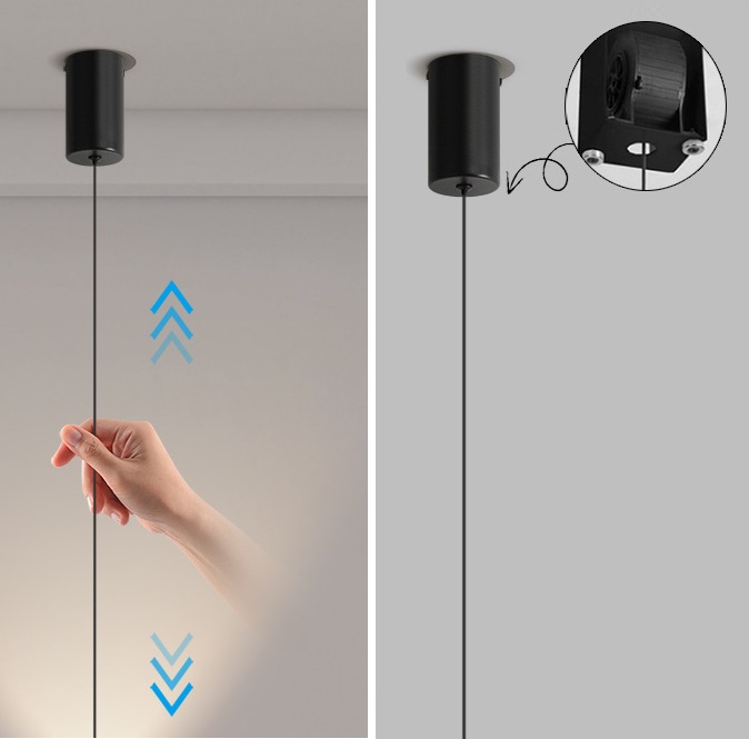 Светильник DZN-50537 ЧЕРНЫЙ + РОЗОВОЕ ЗОЛОТО ` D170/H1500/1/LED/3000K с подъёмным механизмом KARI ON