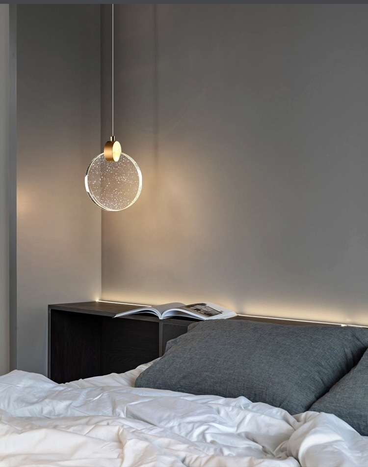 Светильник DZN-64626 ЗОЛОТАЯ БРОНЗА ` D160/H1500/1/LED/.W/4000K акриловый диск 160мм с пузырьками