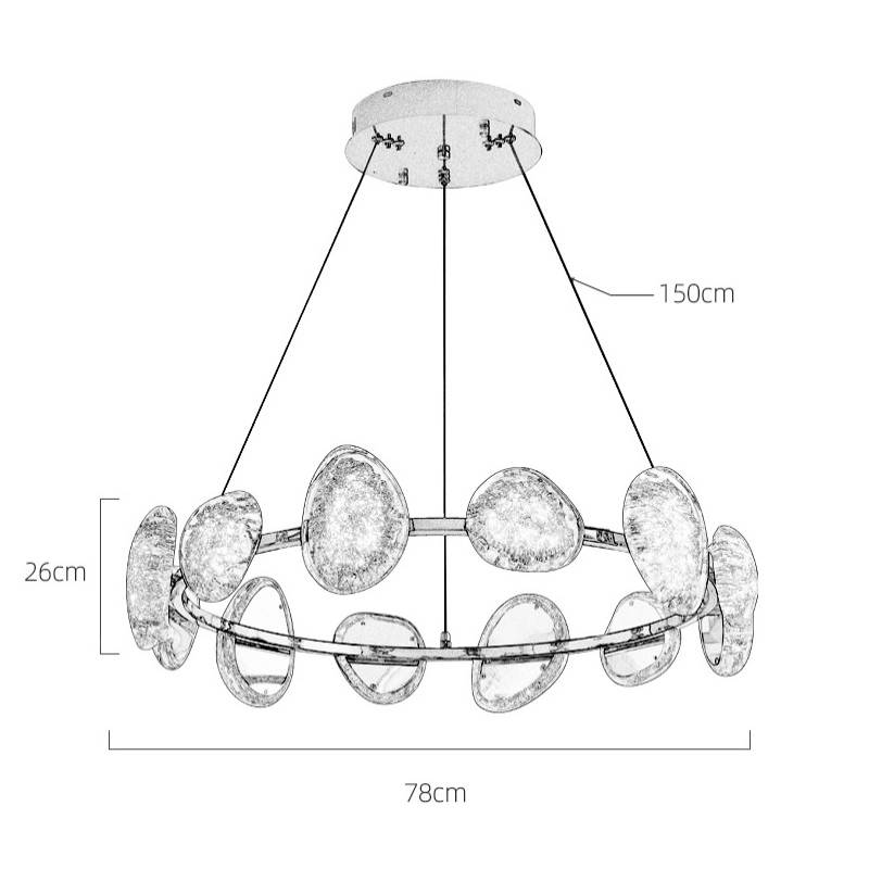 Светильник DZN-52101 ЧЕРНЫЙ/ЗОЛОТО + ПРОЗРАЧНЫЙ ` D780/H260+1500/12/LED/120W/4500K EVIAN LONG