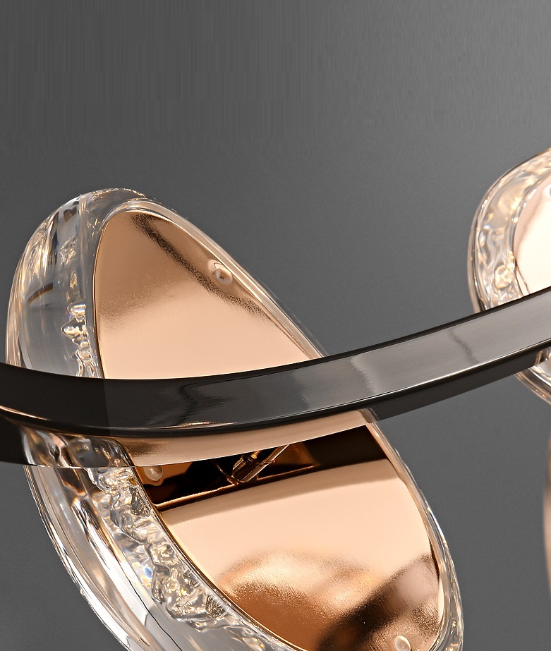 Светильник DZN-52101 ЧЕРНЫЙ/ЗОЛОТО + ПРОЗРАЧНЫЙ ` D780/H260+1500/12/LED/120W/4500K EVIAN LONG