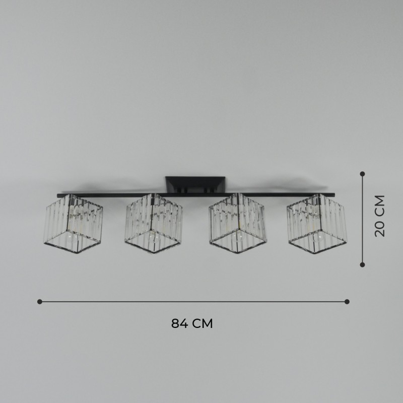 Светильник SPFD-40166 КВАДРАТ TREND BLACK/ЧЕРНЫЙ 840*200*120мм/4/E27/100W без ламп