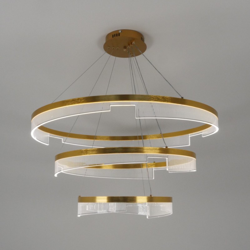 Светильник ElegantLight DZN-4512 ЗОЛОТО ` D800+600+400/H2000/3/LED/200W 2.4G ZEBRA 23-12