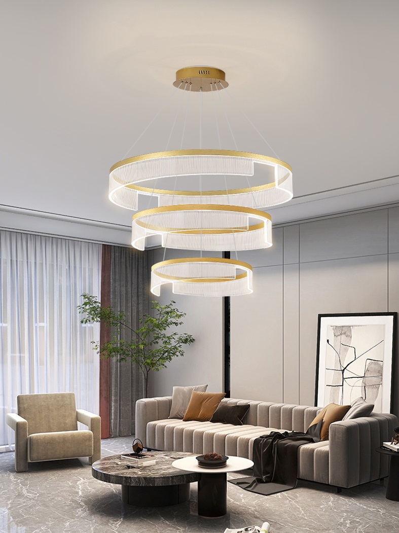 Светильник ElegantLight DZN-4512 ЗОЛОТО ` D800+600+400/H2000/3/LED/200W 2.4G ZEBRA 23-12