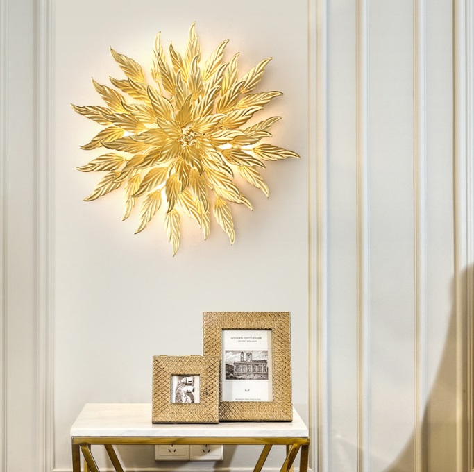 Светильник панно ElegantLight DZN-5808 ЗОЛОТО ` D500/H100/4/G9/40W GOLDENFLOWER