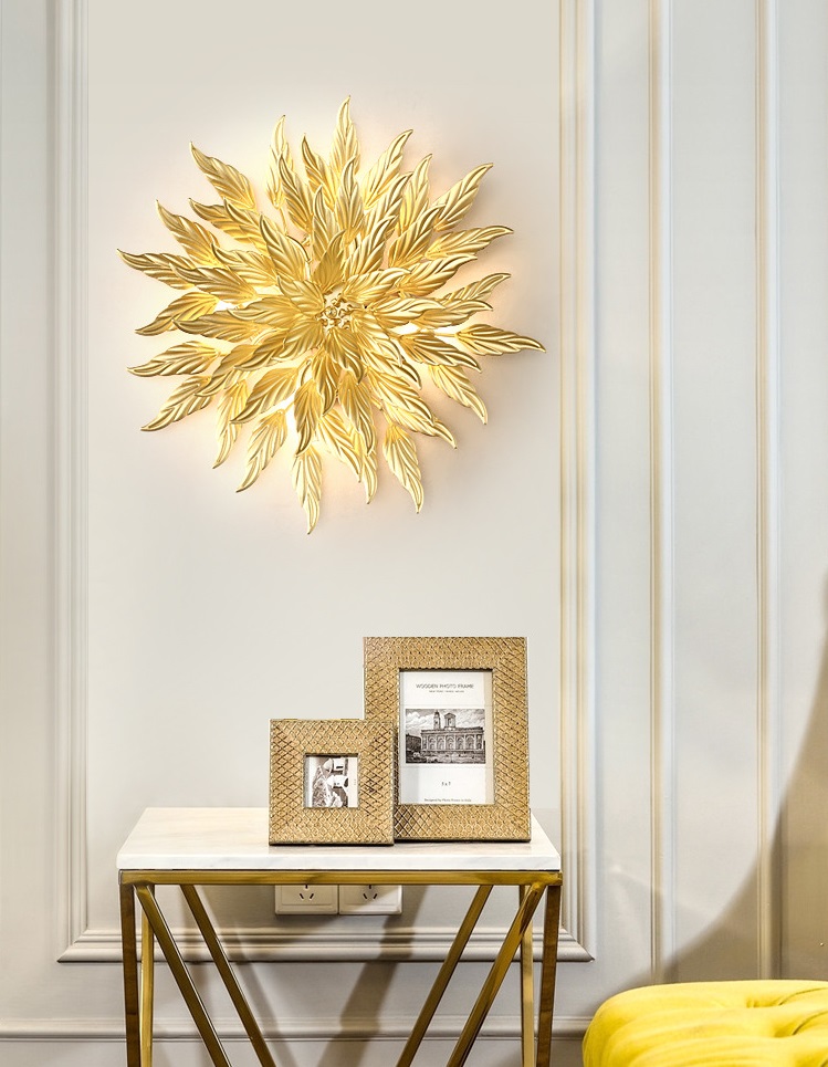 Светильник панно ElegantLight DZN-5808 ЗОЛОТО ` D500/H100/4/G9/40W GOLDENFLOWER