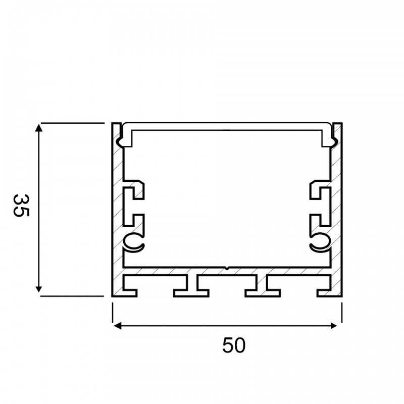 Профиль PRO246 SPF05 алюминиевый накладной широкий (3000х50х35мм, профиль + рассеиватель)