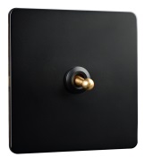 Выключатель на 2 положения одноклавишный (черный / золото) 86*86mm TUMBLER DZN-6044