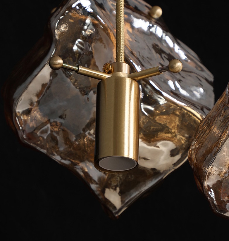 Светильник подвесной ElegantLight DZN-8199 БРОНЗА + ЯНТАРЬ ` D180/H1500/1/E27/60W LAVA 25-07 VST