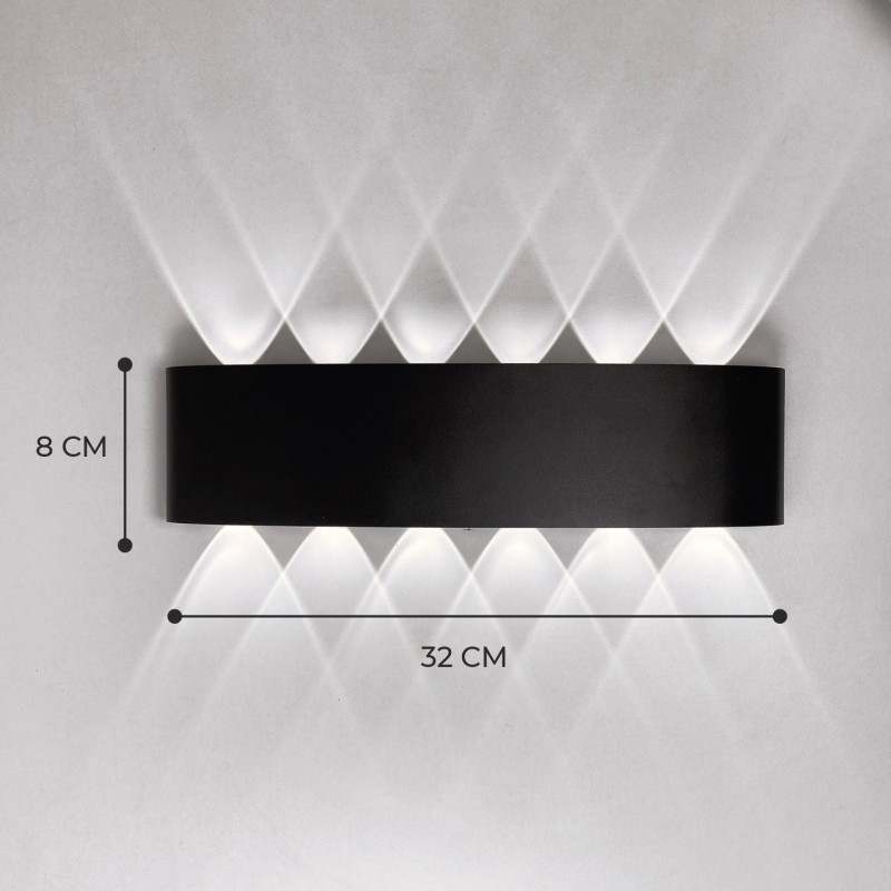 Светильник настенный SAPFIR SPF-4812 BLACK/ЧЕРНЫЙ ` D320*80/H45/1/LED/12W/4000K IP65 TWIN 24-07