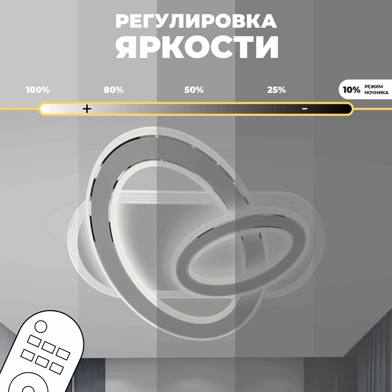 Светильник потолочный SPF-1741 CHROME/РОМ ` D550/H120/2+1/LED/72W 2.4G 22-08 (1)