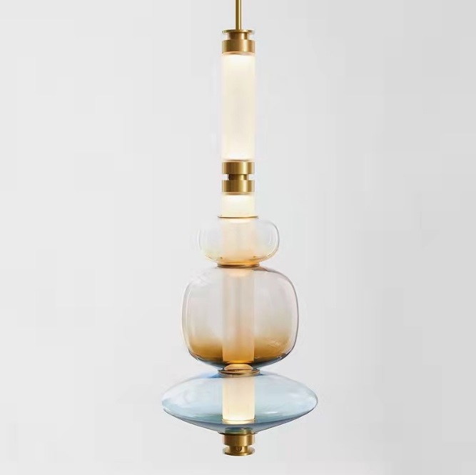 Светильник DZN-65081 БРОНЗА + СИНИЙ ` D230/H850+1200/2/LED/20W/4500K LUNA GLASS