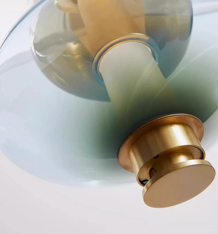 Светильник DZN-65081 БРОНЗА + СИНИЙ ` D230/H850+1200/2/LED/20W/4500K LUNA GLASS