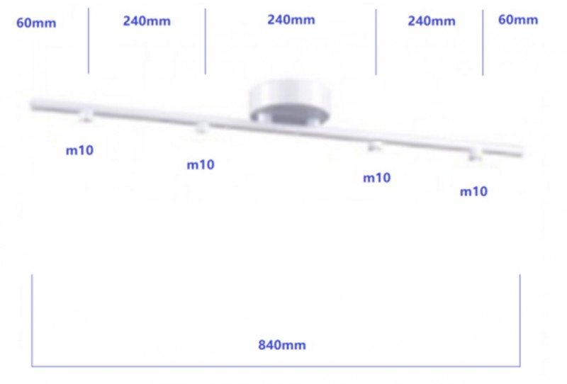 Металлическая арматура М10 (белый) 840*100мм/4*М10 для светильника, с крепежом и базой, SPFR1820