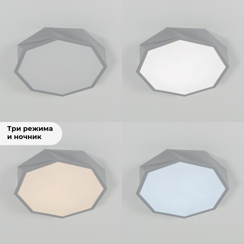 Светильник потолочный SAPFIR SPF-9487 СЕРЫЙ ` D320/H50/1/LED/40W 2.4G COSMOPOLITAN SPFD