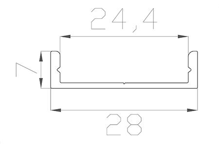 Профиль LED 37872 алюминевый накладной 07*28мм 2м (профиль, рассеиватель, заглушки) RSP
