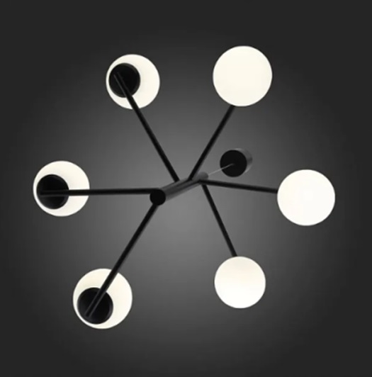 Светильник DZN-39614 ЧЕРНЫЙ ` D700/H540+700/6/E27/40W стеклянный шар 120мм 24-08