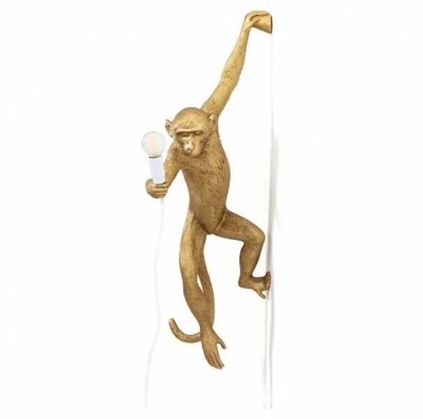 Светильник настенный DZN-11143 ЗОЛОТО ` D320/H680/1/E27/10W MONKEY (обезьяна смотрит вправо) 24-12
