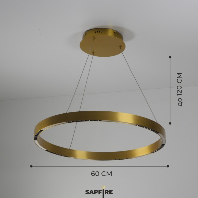 Светильник подвесн.ElegantLight DZN-8236 АЛЮМИНИЙ ЗОЛОТО ` D600/H1200/12/LED/96W/4000-4200K 22-09