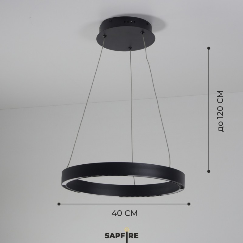 Светильник подвесной ElegantLight DZN-8238 BLACK/ЧЕРНЫЙ ` D400/H1200/8/LED/64W/4000-4200K 22-09