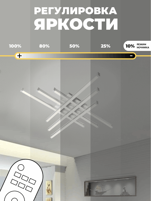 Светильник А09/600 WHITE/БЕЛЫЙ ` (1С2033) D600/H11/6/LED/112W 2.4G PICK SPF24-03 (1 из 2шт) 24-12