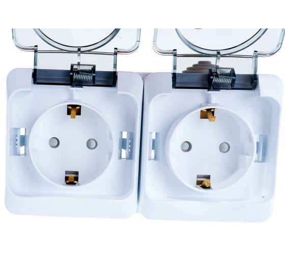 Розетка Этюд IP44 о/у 2я з/к с крышкой белая РА16-244b 7 шт