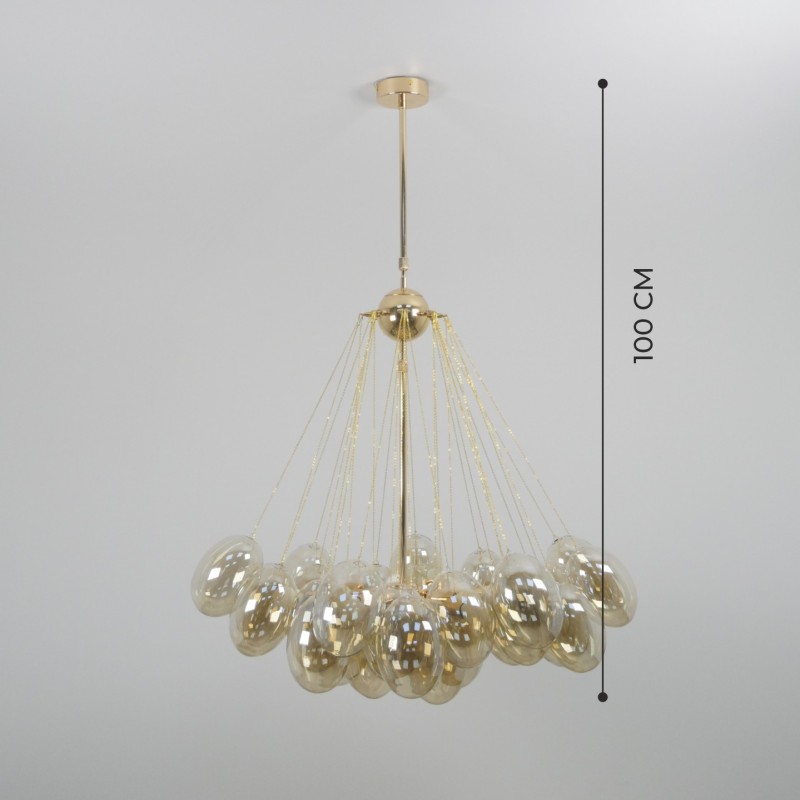 Светильник ElegantLight DZN-21918 ЗОЛОТО+КОНЬЯЧНЫЙ D/H/12/E27/40W+37 стеклянных плафонов без ламп GR