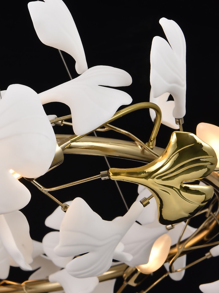 Светильник DZN-34253 ЗОЛОТО + БЕЛАЯ КЕРАМИКА ` D600*2800/H1200/14/G9/40W GINKOA